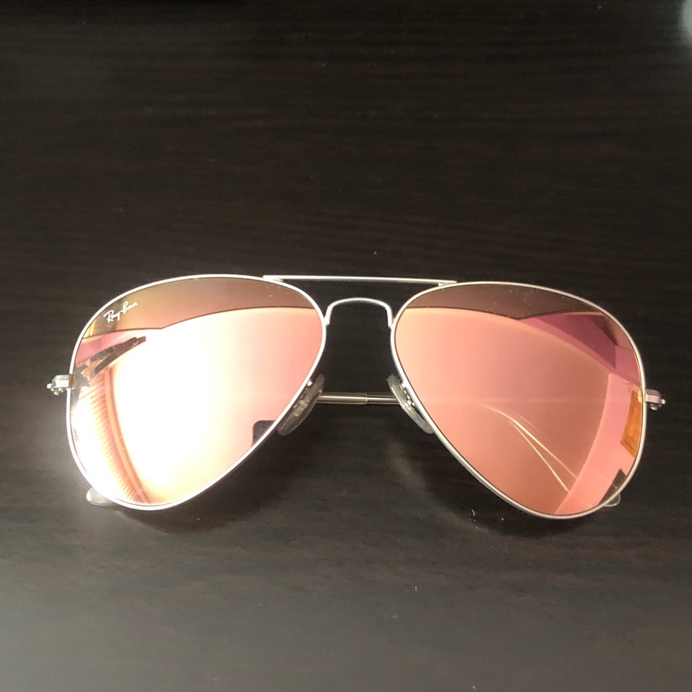 Ray Ban aviator pink mirror with silver frame